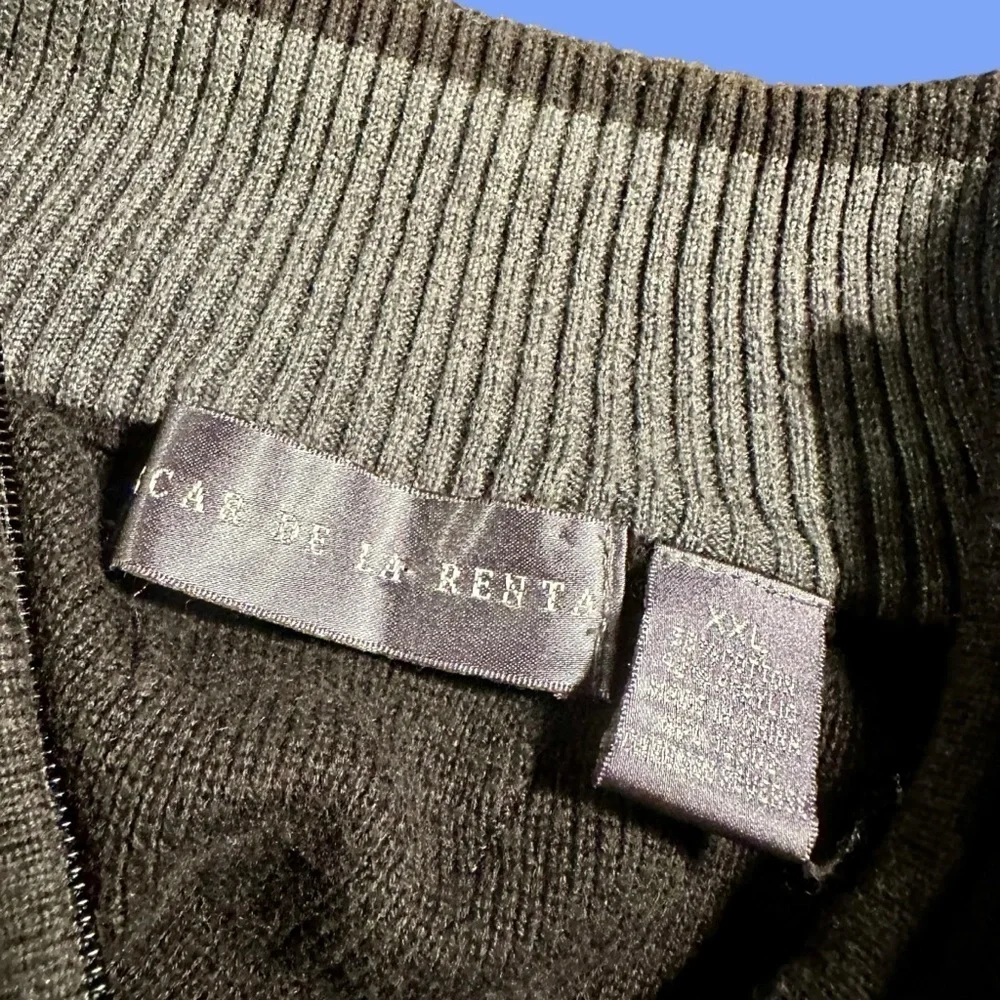 Oscar de la Renta Men's Black Cotton Blend Quarter Zip Collared Sweater Sz XXL